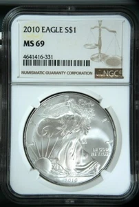 2010 American Silver Eagle $1 NGC MS69 - Picture 1 of 2