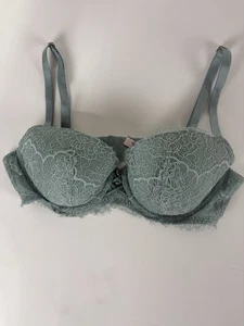 Victorias Secret Dream Angels Lined Demi Teal Lace Bra Womens Size 36C - Picture 1 of 6