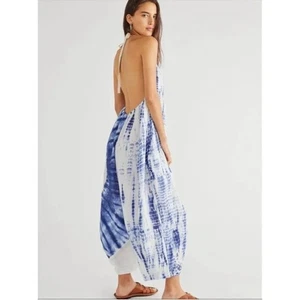Free People Jumpsuit Moody Blues blau-weiß Batik Ballonbein Extra Small - Bild 1 von 9