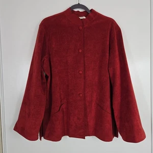 Vintage Da-Rue of California 70s Ultrasuede Button Front Jacket Blazer Red SZ 20 - Picture 1 of 16