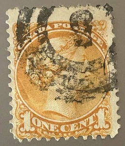 Estampillas antiguas canadienses de reina grande de 1 c usadas de Canadá Sc 23 1868. Años 1800 - Imagen 1 de 2