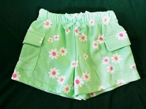 365 KIDS GARANIMALS Girl sz 7 Green Floral Core Shorts 2 Pocket Bow Front - Picture 1 of 2