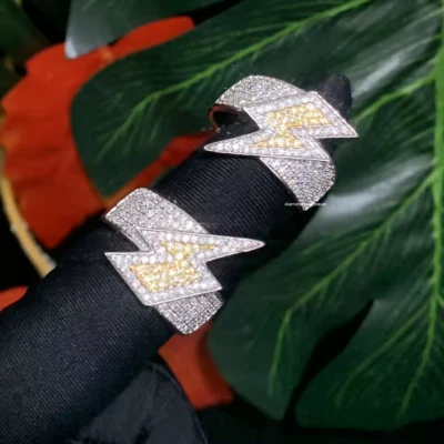 Anel de casamento banhado a ouro hip hop dedo gelado joia gelada zircônia cúbica - Imagem 1 de 4