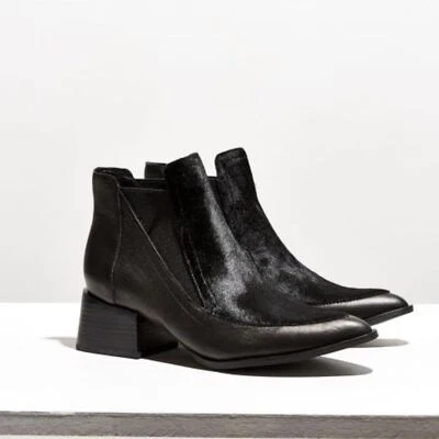 Nuevo sin caja Sol Sana Rico Pelo de Poni Cuero Tacón Chelsea Botines Talla 36EU 6US Foto 1 de 4