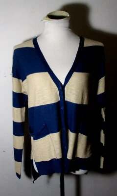 VERVE ami Azul Tostado Algodón Cárdigan Suéter Talla M Foto 1 de 4