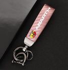 Carbon Fiber Leather Pink Car Key Chain Keyring for Fiat Abarth 500 595 