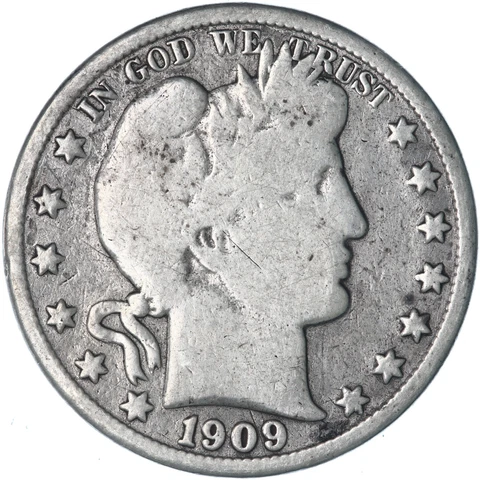 1909 O Barber Half Dollar 90% Silver Good GD Polished See Pics F349 Cover