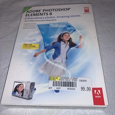 Adobe Photoshop Elements 8 Education Photo Editing PC Software DVD Open box - Image 1 of 4