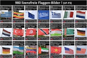 980 Lizenzfreie Profi-Bilder/Fotos! Länderflaggen Royalty Free Fahnen! 3 DVDs! - Bild 1 von 1