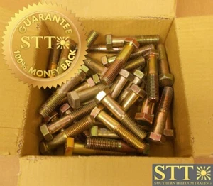 HEX CAP BOLT 3 INCH 5/8-11 THREAD GRADE 1 ZINC YELLOW ( LOT OF 35 ) NEW - Picture 1 of 4