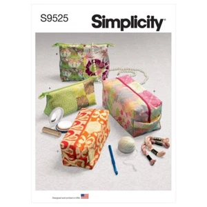 Simplicity Crafts Sewing Pattern S9525 Zippered Cosmetic Case Bag, Travel Purse - Picture 1 of 3