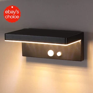 Outdoor Solar Wall Light Motion Sensor 3 Modes Waterproof Aluminum Black 3000K - Picture 1 of 12