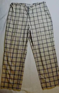 Pantaloni abiti beige Brooks Brothers taglia 10 taglia 10 - marrone chiaro a quadretti - cerniera alla moda - Foto 1 di 13