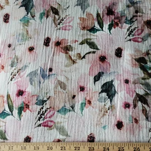 Pastel Magnolia Floral Cotton Muslin Double-Gauze - Elegant, Soft, Light! - Picture 1 of 3