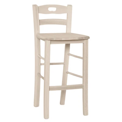 OKAFFAREFATTO Sgabello in legno grezzo con schienale h 66 cm con seduta in legno massello