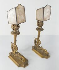 Antique Victorian Pair of Gilt Bronze Caldwell Style Wall Sconces Accent Light
