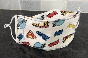 DC Superman Badges 100% Cotton Fabric Face Mask For Kids FREE SHIPPING - Picture 1 of 4
