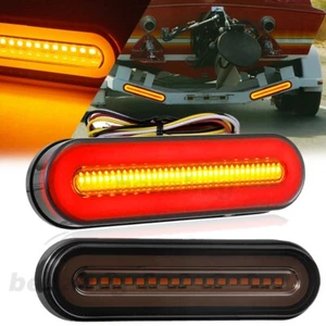 2x 4.5" 58 LED Barra de Luz Trasera Secuencial Rojo Funcionamiento/Freno y Luces Giratorias Ámbar - Imagen 1 de 12