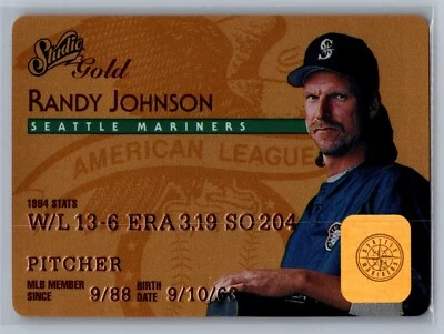 1995 Studio - Gold Plastic Stock #48 Randy Johnson - HOF NM-MT - Image 1 of 2