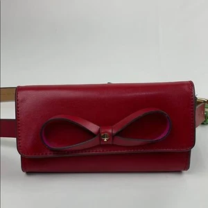 Kate Spade Red Leather Bow Crossbody Belt Waist Bag S/M Adjustable strap NEW NWT - Picture 1 of 16