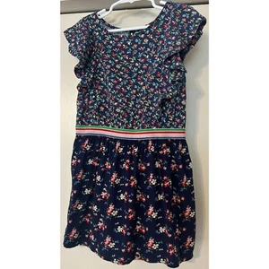 Gap Girls Sheath Dress Ruffle Short Sleeve Navy Colorful Floral Size S - Picture 1 of 7