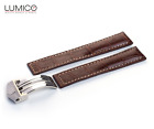 For Tag Heuer Genuine Leather Brown Yellow Strap Watch Band Carrera Clasp Buckle