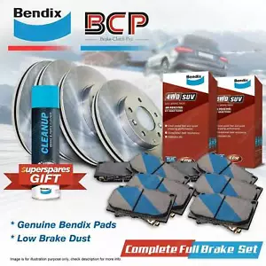 Front + Rear BCP Brake Rotors Bendix 4WD Pads for Jeep Grand Cherokee WK WK2 - Picture 1 of 4