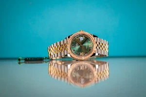 2024 Rolex Datejust 36mm Two Tone Green Roman Jubilee Box & Papers 12683RBR - Picture 1 of 6