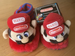Vtg RARE 1989 Super Mario Bros. Plush Fuzzy Slippers Nintendo NOS Original Tags! - Picture 1 of 8