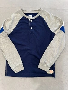 Gap Kids T Shirt Youth Boys Large Cotton Varsity Sleeve Henley Pullover Tee - Picture 1 of 5