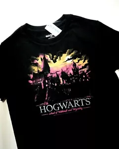 CAMISETA HARRY POTTER HOGWARTS ESCUELA DE BRUJERÍA NIÑOS NIÑAS M XL VIEJA AZUL MARINO - Imagen 1 de 3