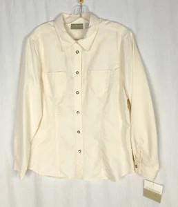 Liz Claiborne Liz Wear Women’s Button Up Snap Long Sleeve Collared Shirt LP - Picture 1 of 5