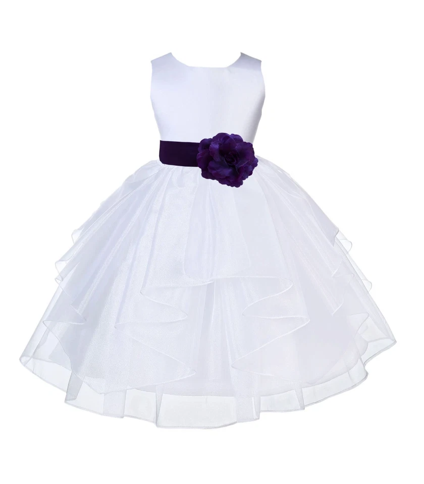 FORMAL FLOWER GIRL DRESS WEDDING BRIDAL GOWN BIRTHDAY RECITAL ORGANZA PRINCESS - Image 1 of 1