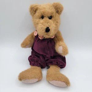 Boyds Bears Claire  10-11” J.B. Bean in Burgundy Velvet Romper Buttons Flower - Picture 1 of 4