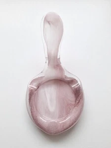 Aschenbecher - Glas - rosa-weiß-marmoriert - ca. 21 x 11,5 x 7 cm - sehr gut - Bild 1 von 2