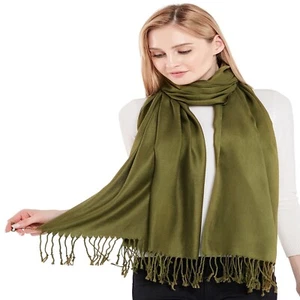 CJ Apparel olivgrün einfarbig Schal Sekundenschal Stola Halstuch Pashmina *NEU* - Bild 1 von 12