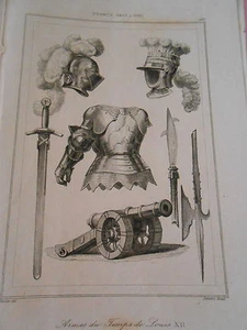 Gravure 19èm - Frances Armes du temps de Louis XII - Picture 1 of 1