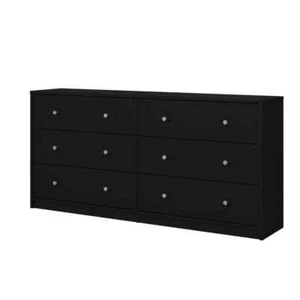 Portland 6-Drawer Double Dresser in Black 26.89 in. H x 56.34 in. W x 12.46 in. - Picture 1 of 8