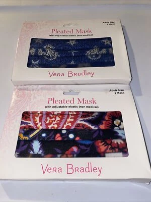 Vera Bradley pleated face mask w/ adjustable elastic lot of 2 multicolored  - Image 1 of 4