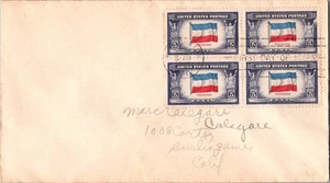 Vintage FDC USPS Scott #917 Overrun Country Yugoslavia c1943 Block of 4 - Picture 1 of 3