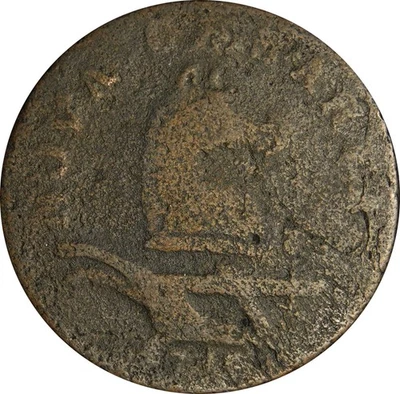 1786 M.17-b R-3 New Jersey Colonial Copper Half Penny Cent Coin - Rev Ding - Image 1 of 4