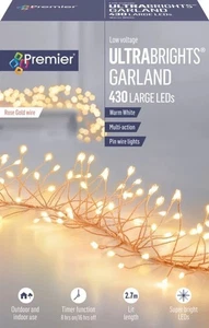 430 LED UltraBrights Multi-Action Christmas Garland Rose Wire Lights WARM WHITE - Picture 1 of 2