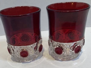 Vintage tumbler clear with Ruby Stain Riverside Glass Works Set 1898-1902 Rare! - Picture 1 of 6