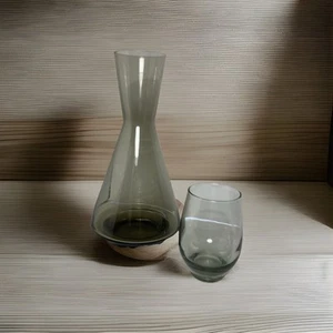 Bloomingville wine decanter smoked glass 10.75” x 5.75”modern minimalist - Picture 1 of 8