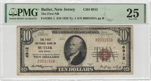 1929 Butler New Jersey $10 National Banknote Charter 6912 PMG Very Fine 25 - Picture 1 of 2