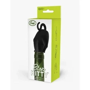 New Fred & Friends Black Cat Kitten Stop Kitty Wine Stopper Cork Kitchen - Picture 1 of 3