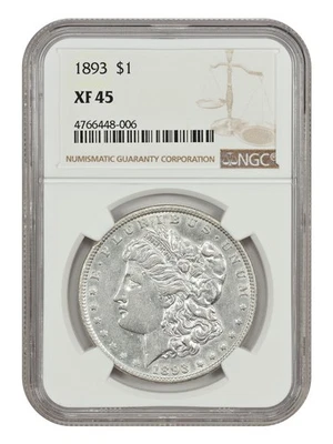 1893 $1 NGC XF45 - Dólar Morgan - Mejor fecha P-como nuevo Foto 1 de 4