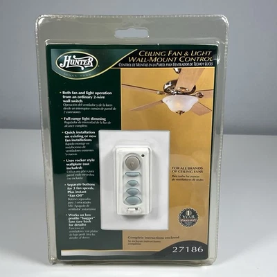 Hunter 27186 Ceiling Fan & Light Wall-Mount Control Dimmer Sealed Package - Image 1 of 3