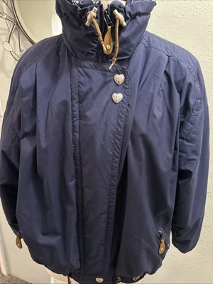 复古复古 Obermeyer 女式 10 滑雪夹克紫色/白色雪花口音 — 第 1/4 张图片