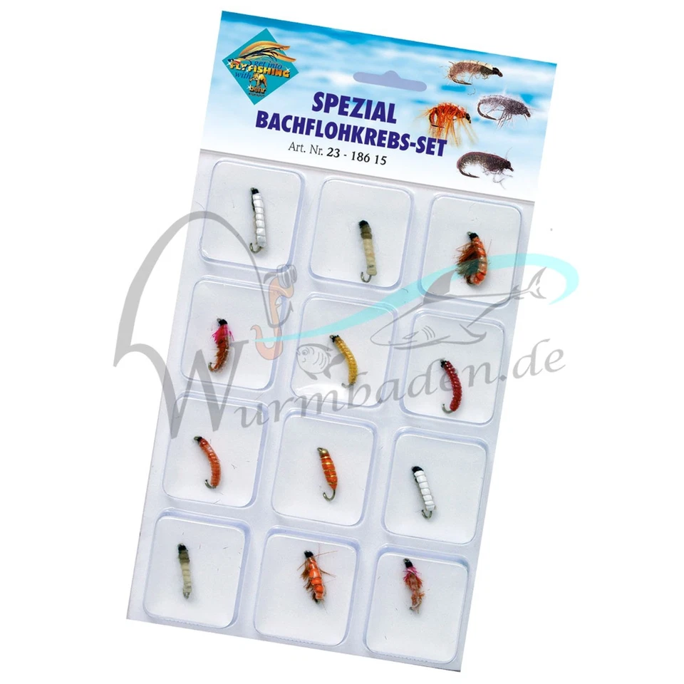 12  Bachflohkrebs Nymphen Set Bachflohkrebs Imitate Forellen Angel Köder Fliegen - Bild 1 von 1